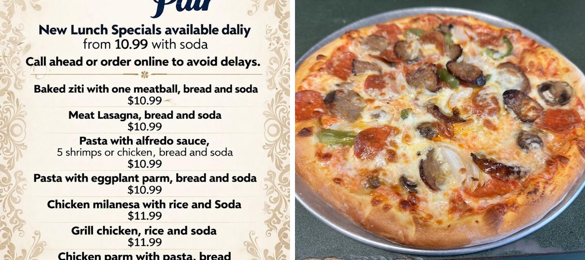 The perfect pair pizza and coffee Menu